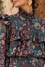 Camisa petróleo estampada| Carmela