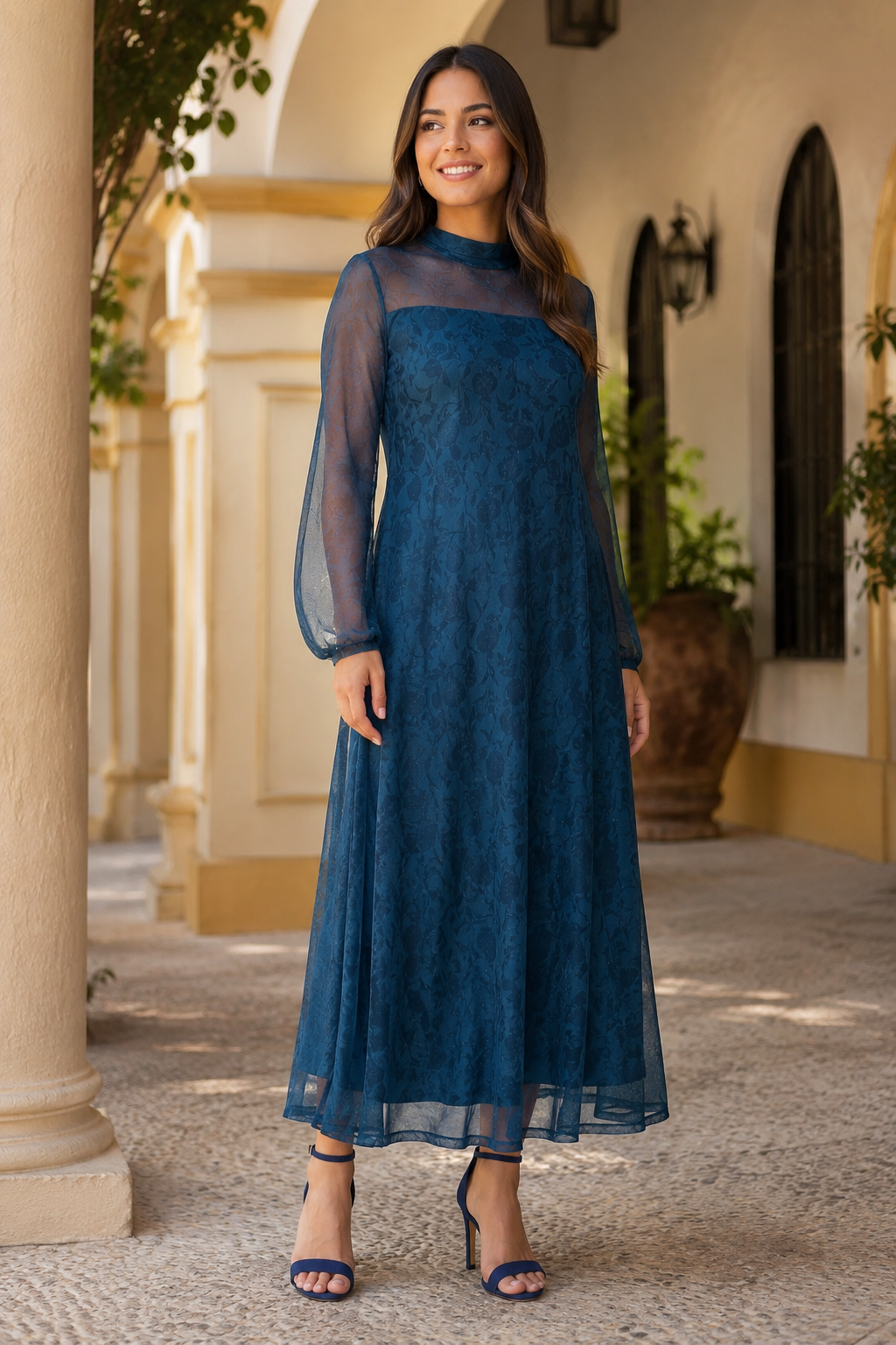 Vestido midi azul| Carmela