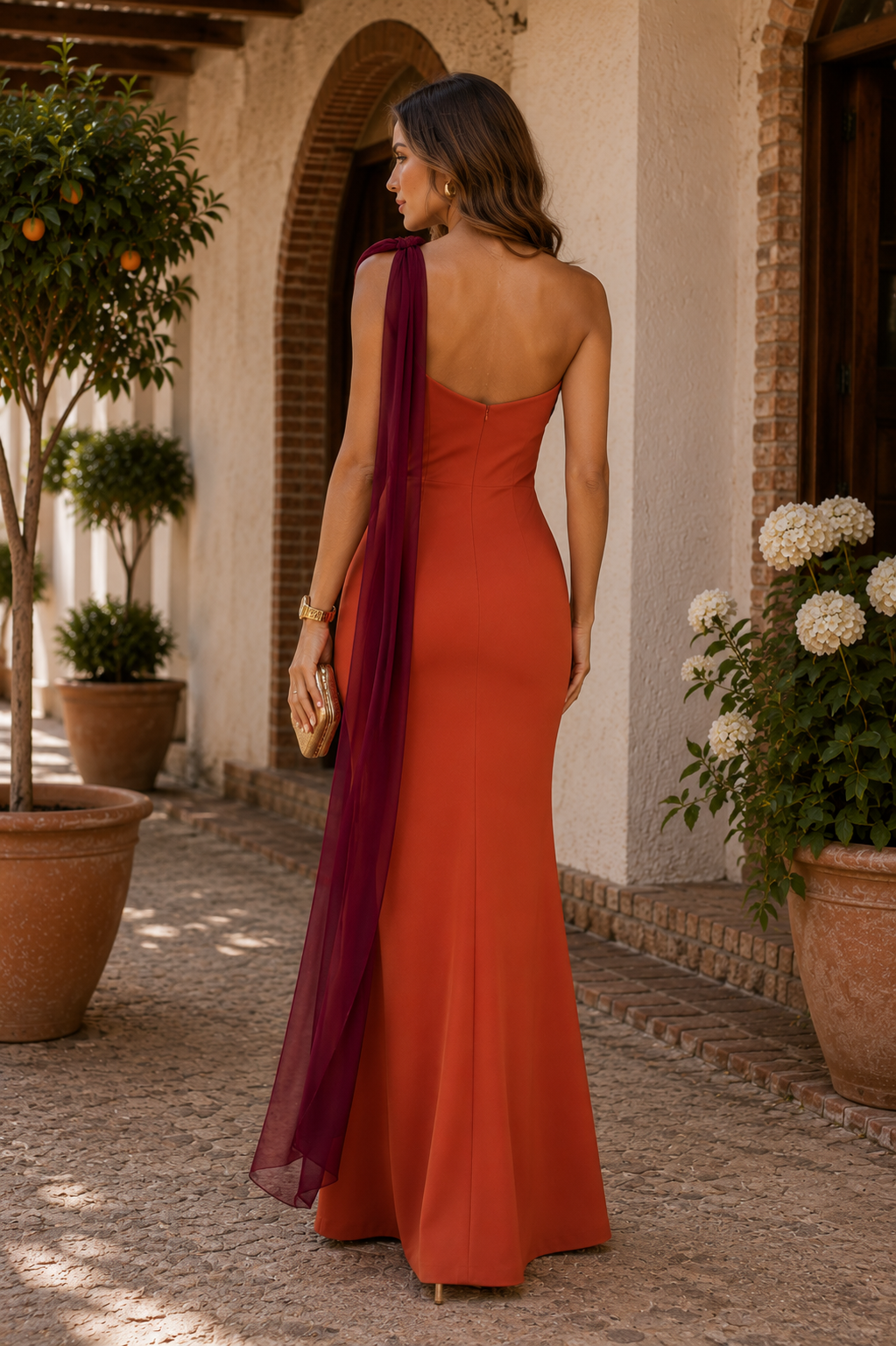Vestido teja largo| Sofía