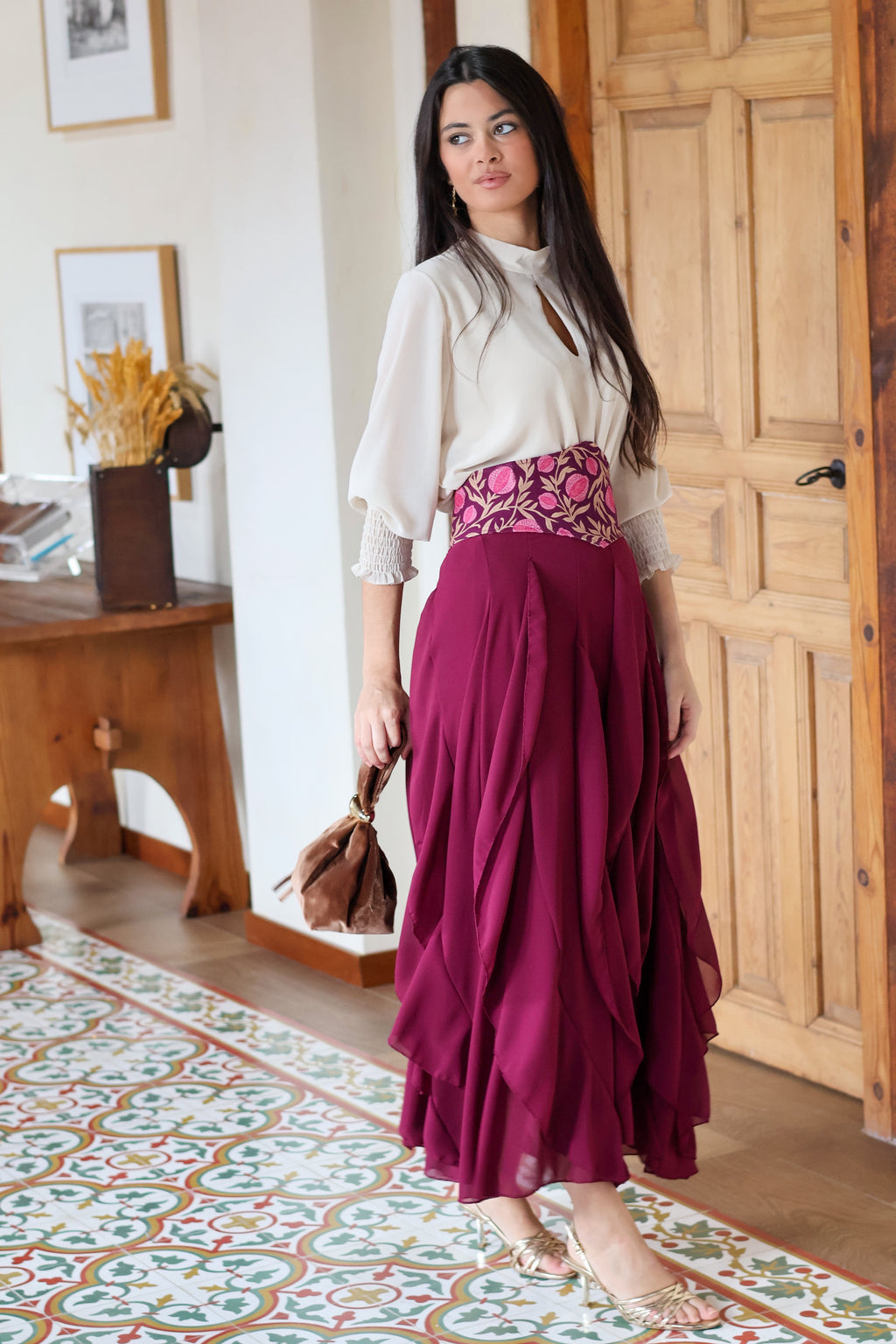 Falda burdeos| Olivia
