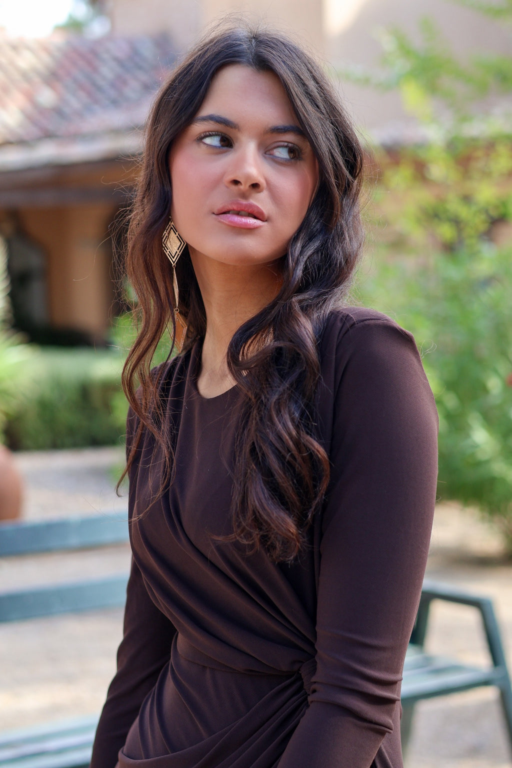 Vestido marrón manga| Ellie