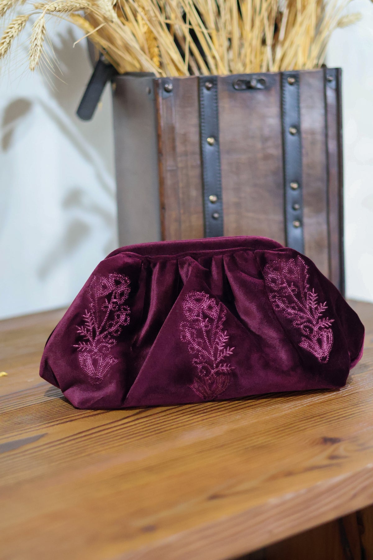 Cartera terciopelo| Burdeos