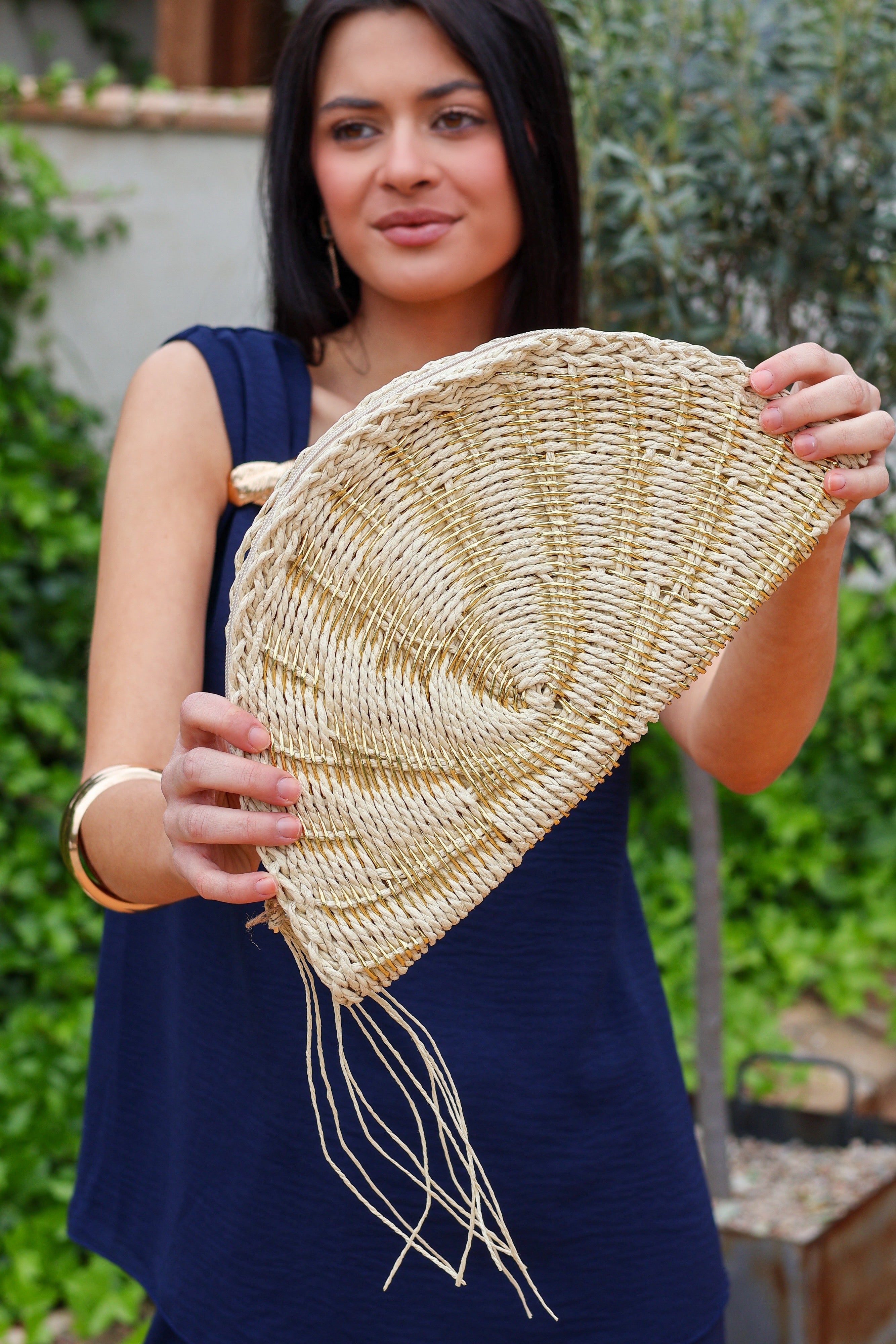 Bolso rafia natural dorado| Siena