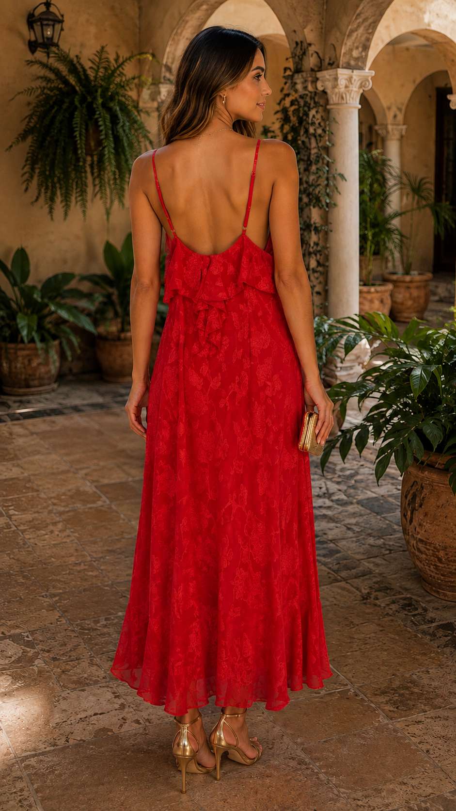 Vestido midi rojo| Sonia