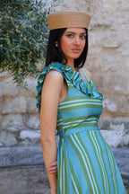 Vestido midi rayas turquesa| Palma