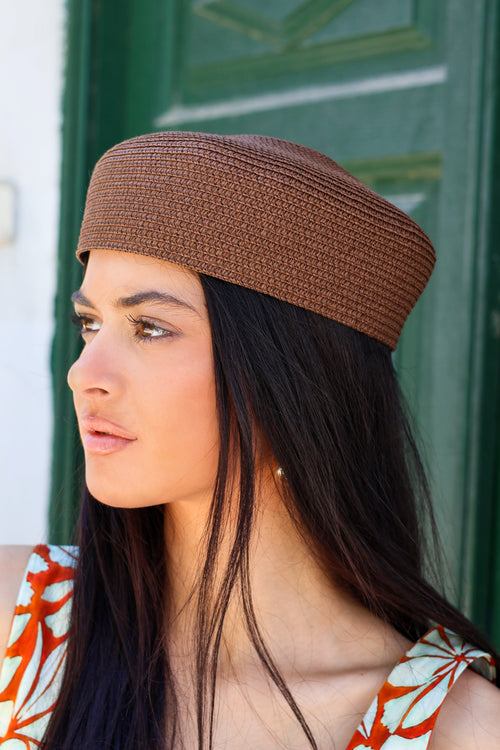 Casquette ovalado marrón| Rafia