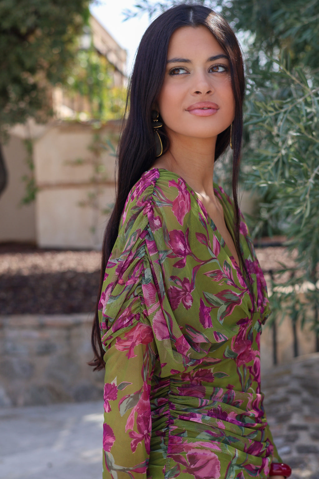 Vestido estampado verde| Zendaya