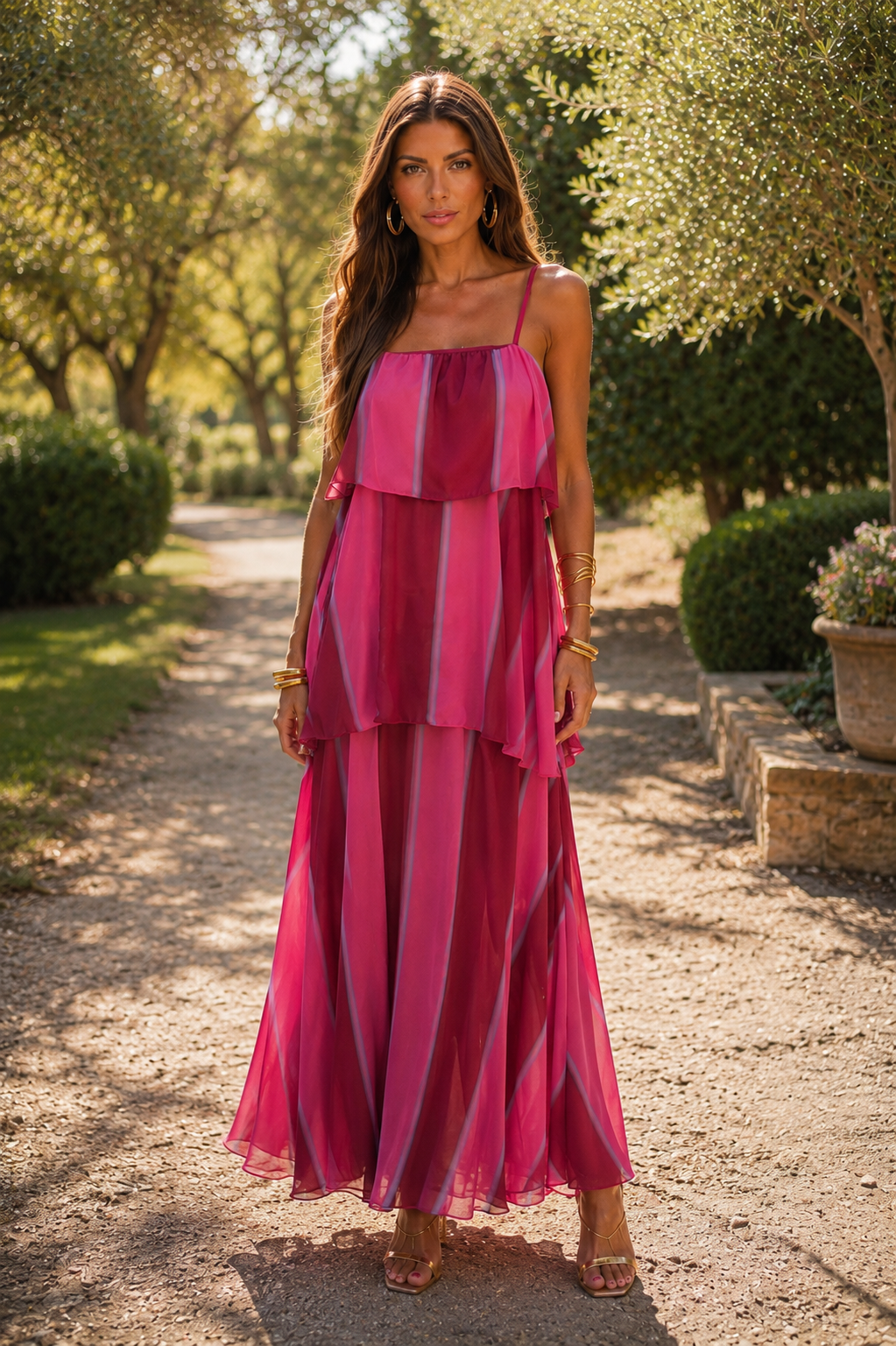 Vestido bicolor fucsia| Mauro