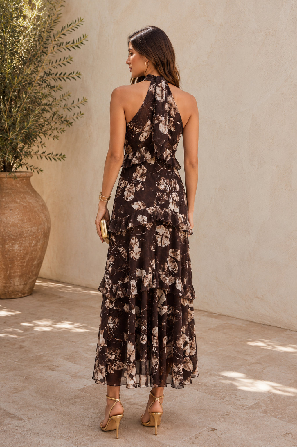 Vestido volante marrón | Alexia