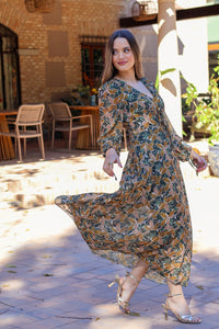 Vestido estampado verde| Vera