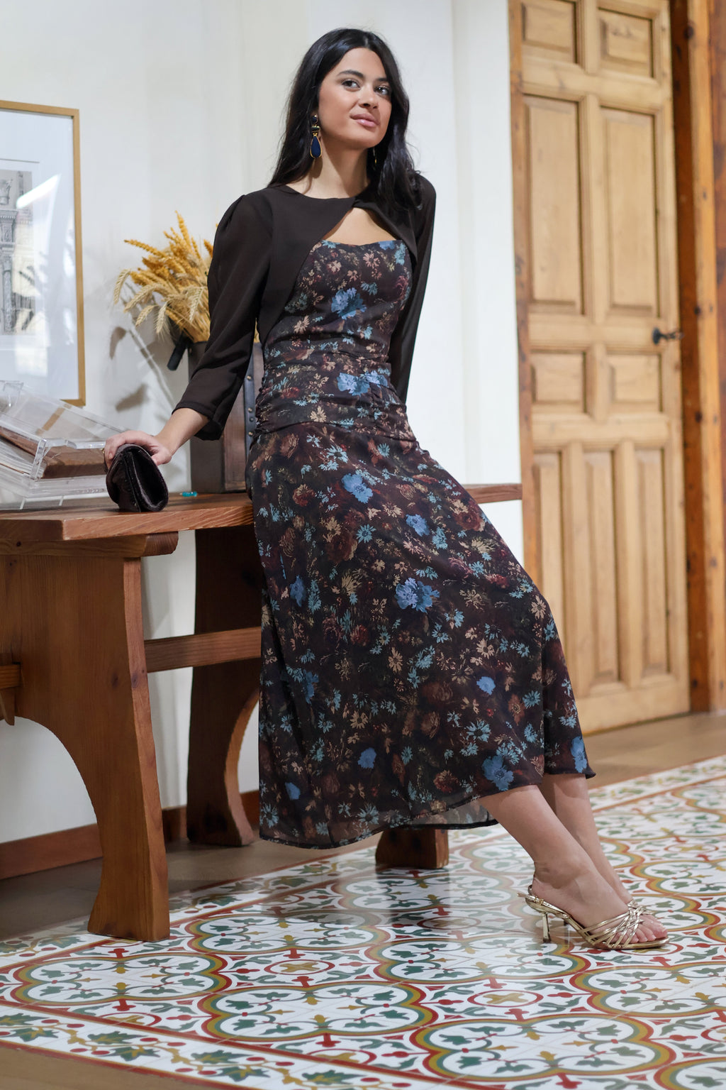 Vestido estampado marrón| Alma