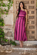 Vestido midi rayas rosa| Palma