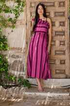 Vestido midi rayas rosa| Palma