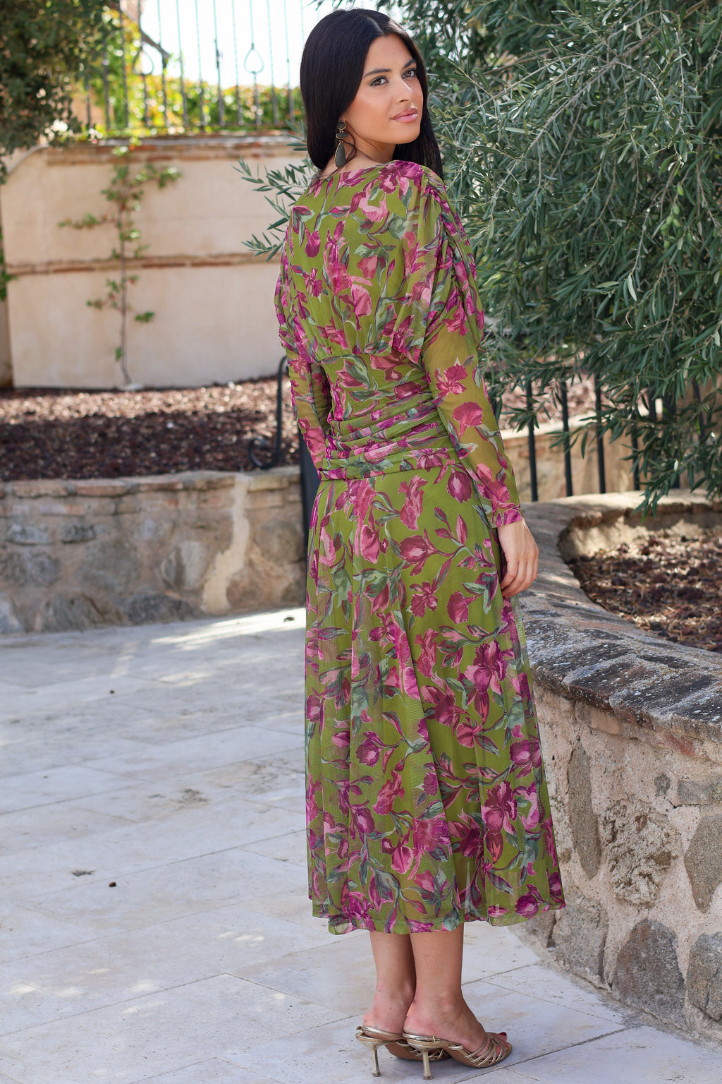 Vestido estampado verde| Zendaya