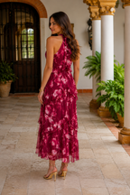 Vestido volante vino| Alexia
