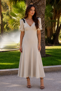 Vestido midi beige| Carolina