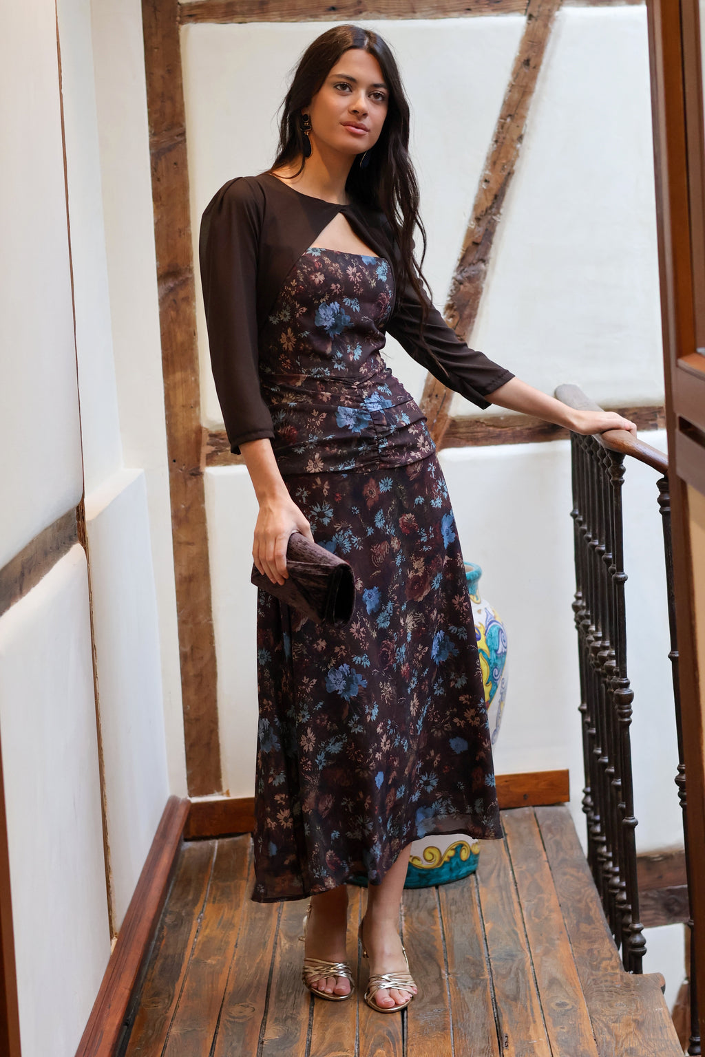 Vestido estampado marrón| Alma