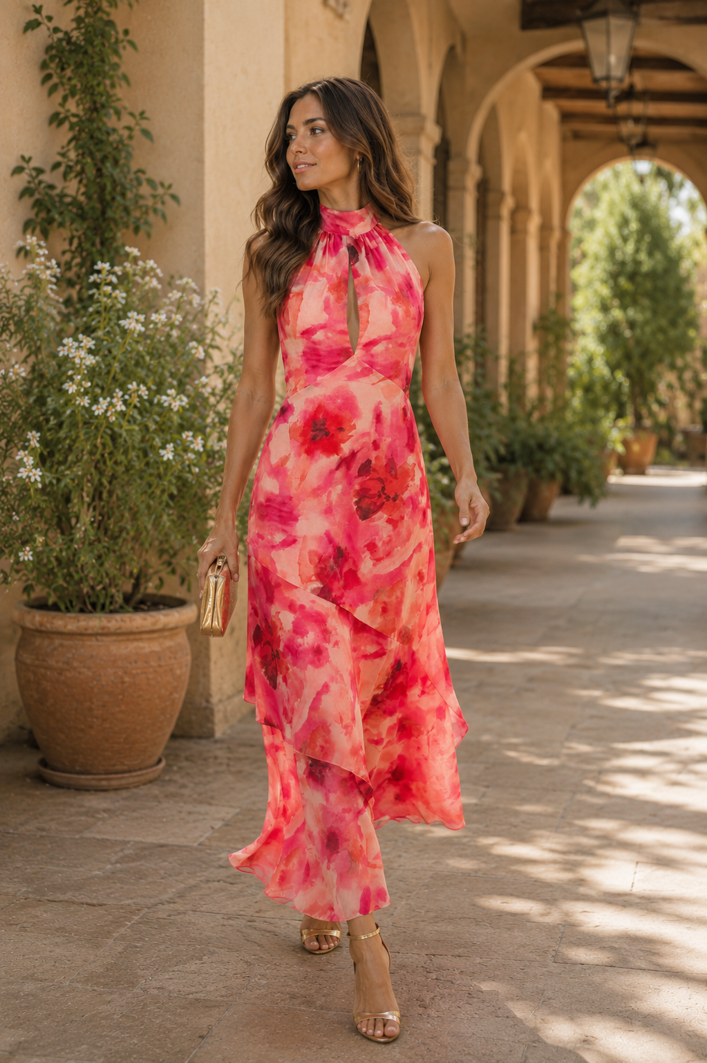 Vestido estampado coral| Shana