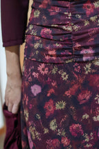 Vestido estampado burdeos| Alma
