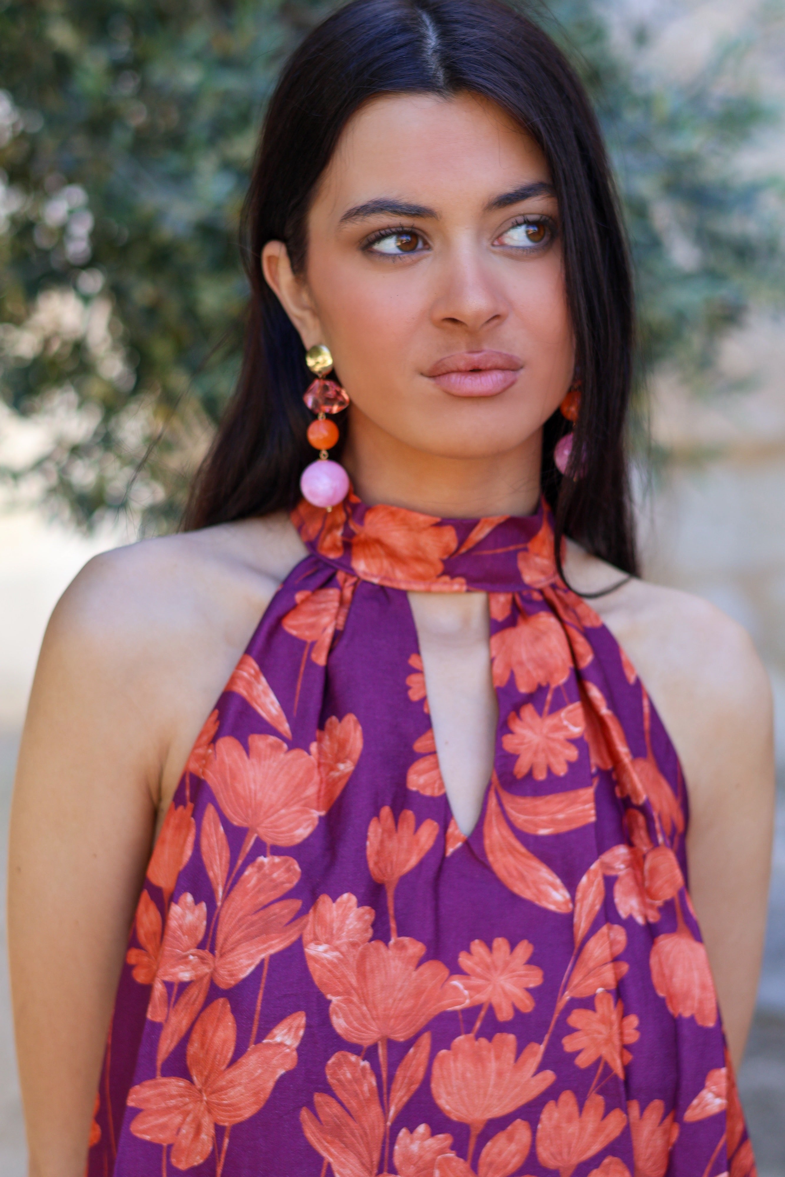 Pendientes largos bicolor| Asia