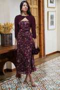 Vestido estampado burdeos| Alma