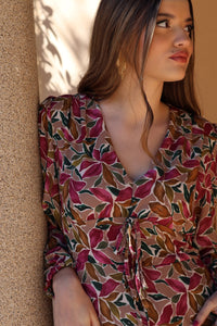Vestido estampado taupe| Vera