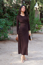Vestido marrón manga| Ellie