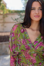 Vestido estampado verde| Zendaya