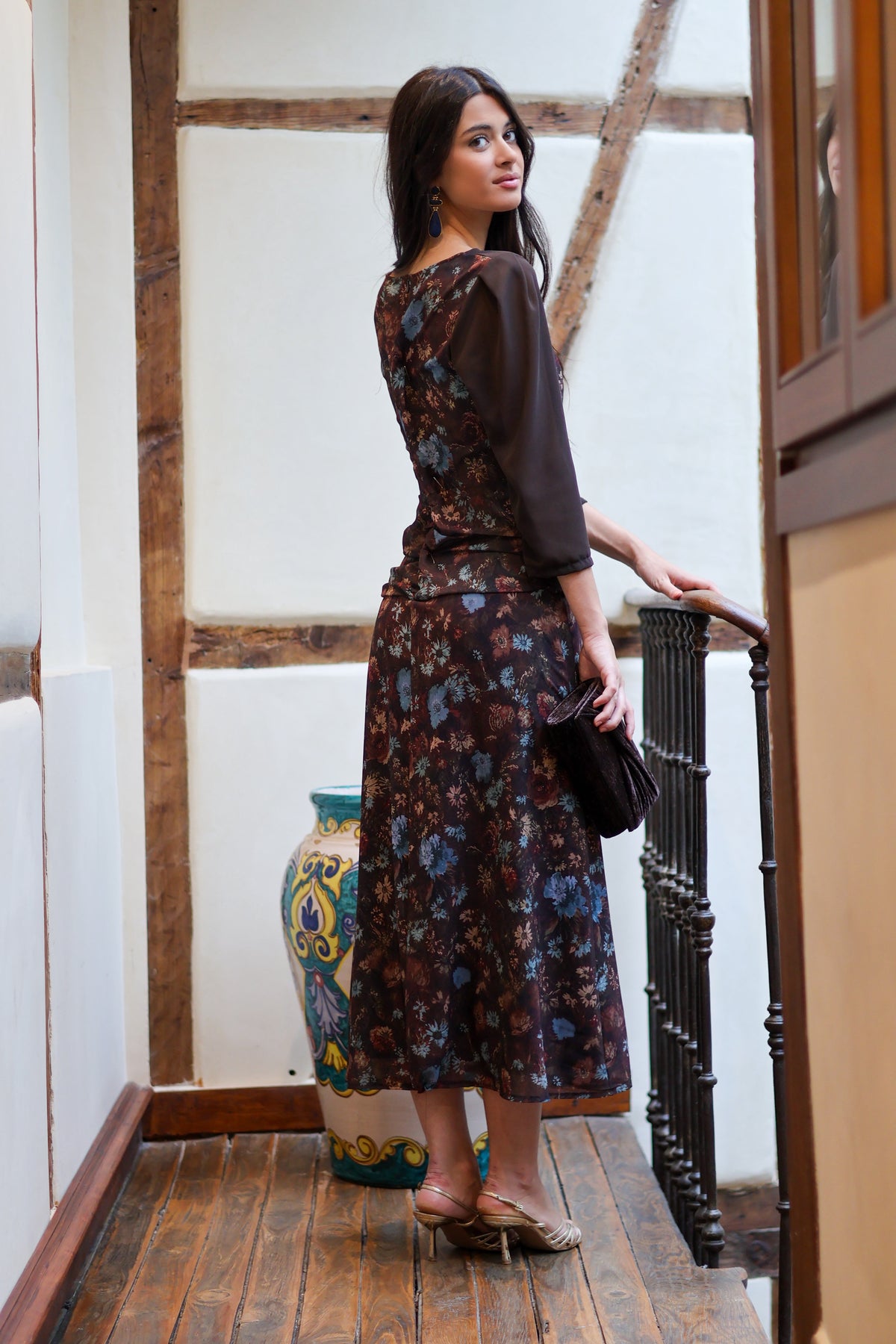 Vestido estampado marrón| Alma