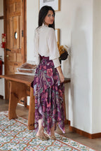 Falda estampada burdeos| Cristal