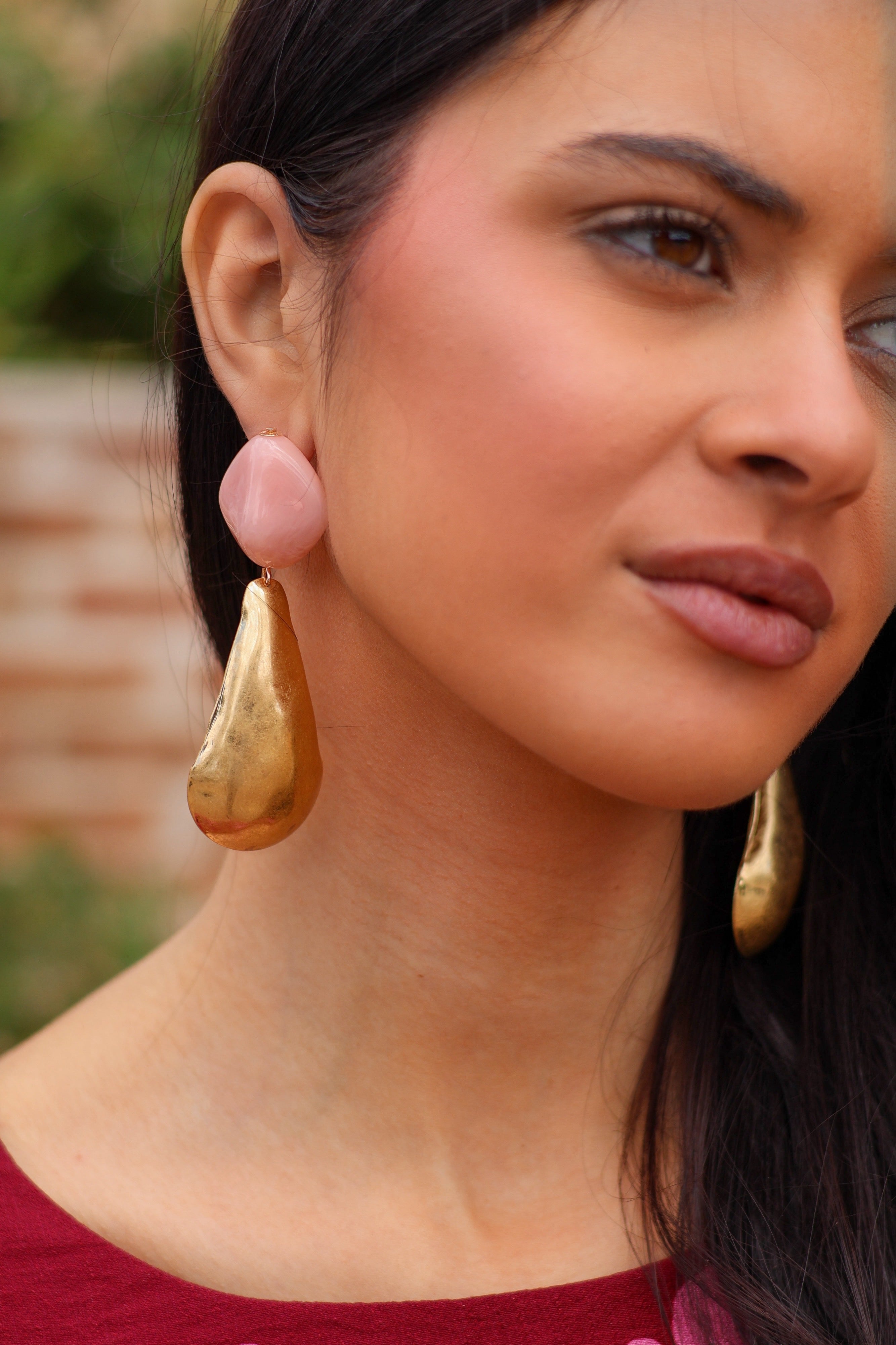 Pendientes rosa y dorado| Aura