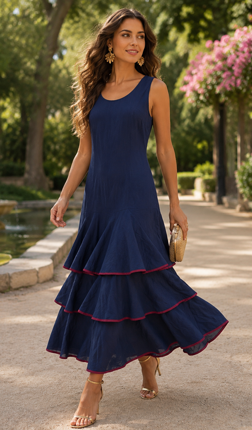 Vestido midi marino| Corina