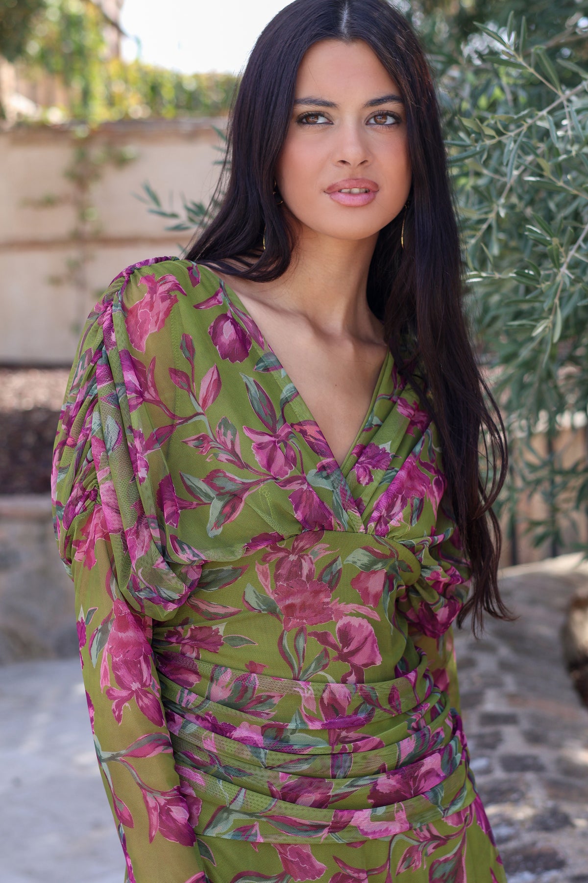 Vestido estampado verde| Zendaya