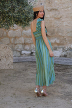 Vestido midi rayas turquesa| Palma