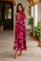 Vestido volante vino| Alexia