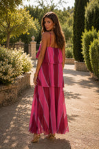 Vestido bicolor fucsia| Mauro