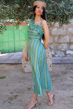Vestido midi rayas turquesa| Palma