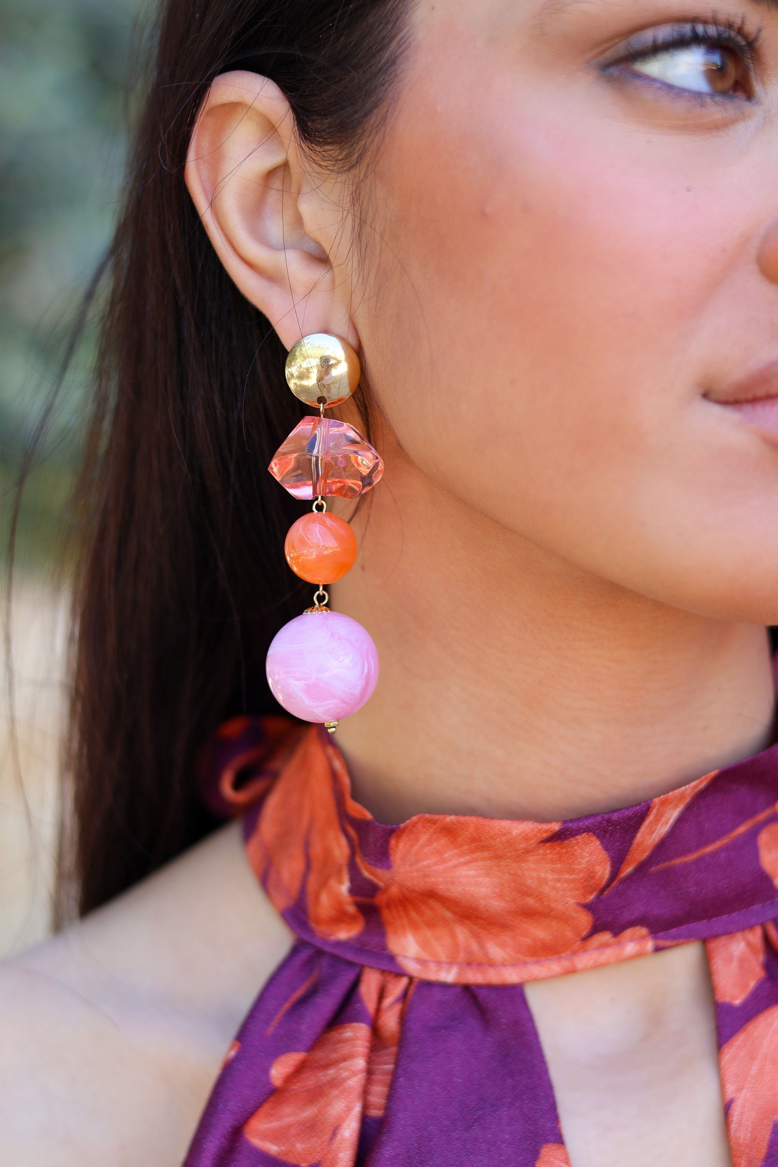 Pendientes largos bicolor| Asia