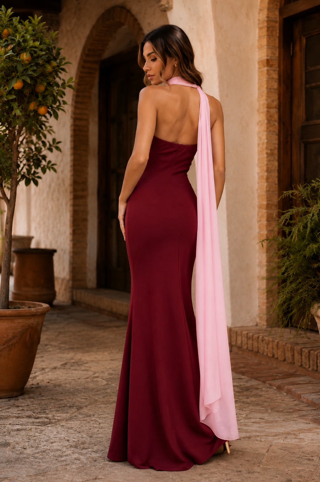 Vestido vino largo| Sofía