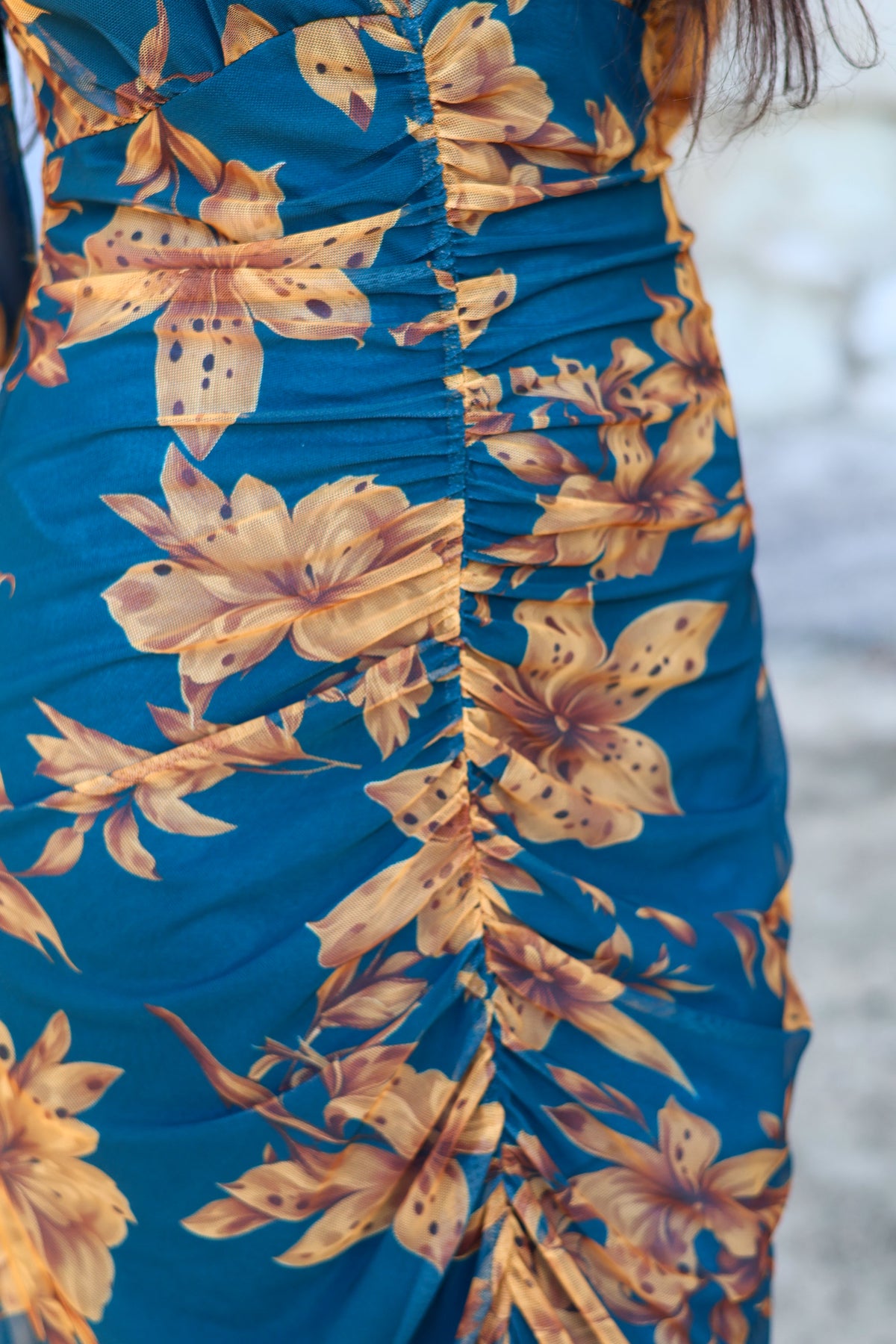 Vestido estampado petróleo| Amalfi