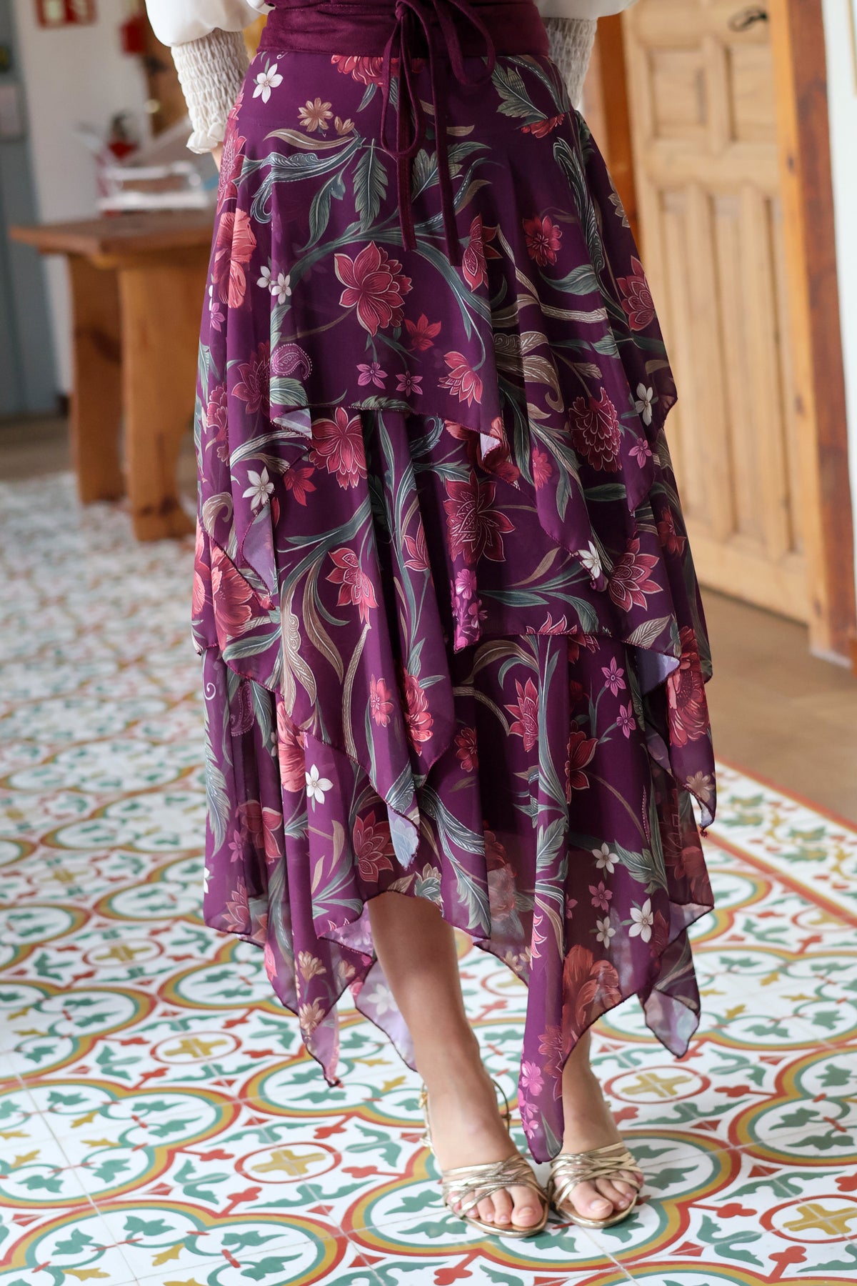 Falda estampada petróleo| Cristal