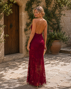 Vestido largo burdeos| Cataleya