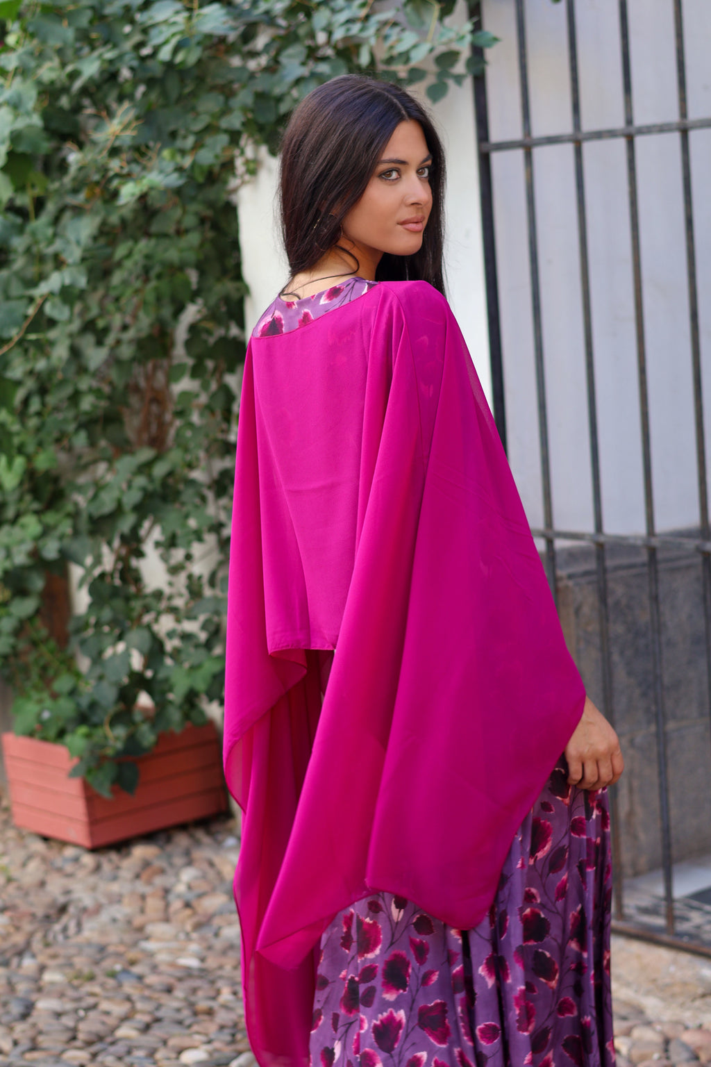Capa corta gasa| Fucsia