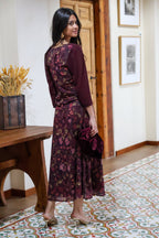 Vestido estampado burdeos| Alma