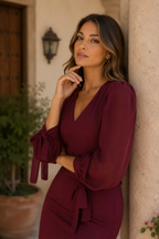 Vestido burdeos midi| Rafaela