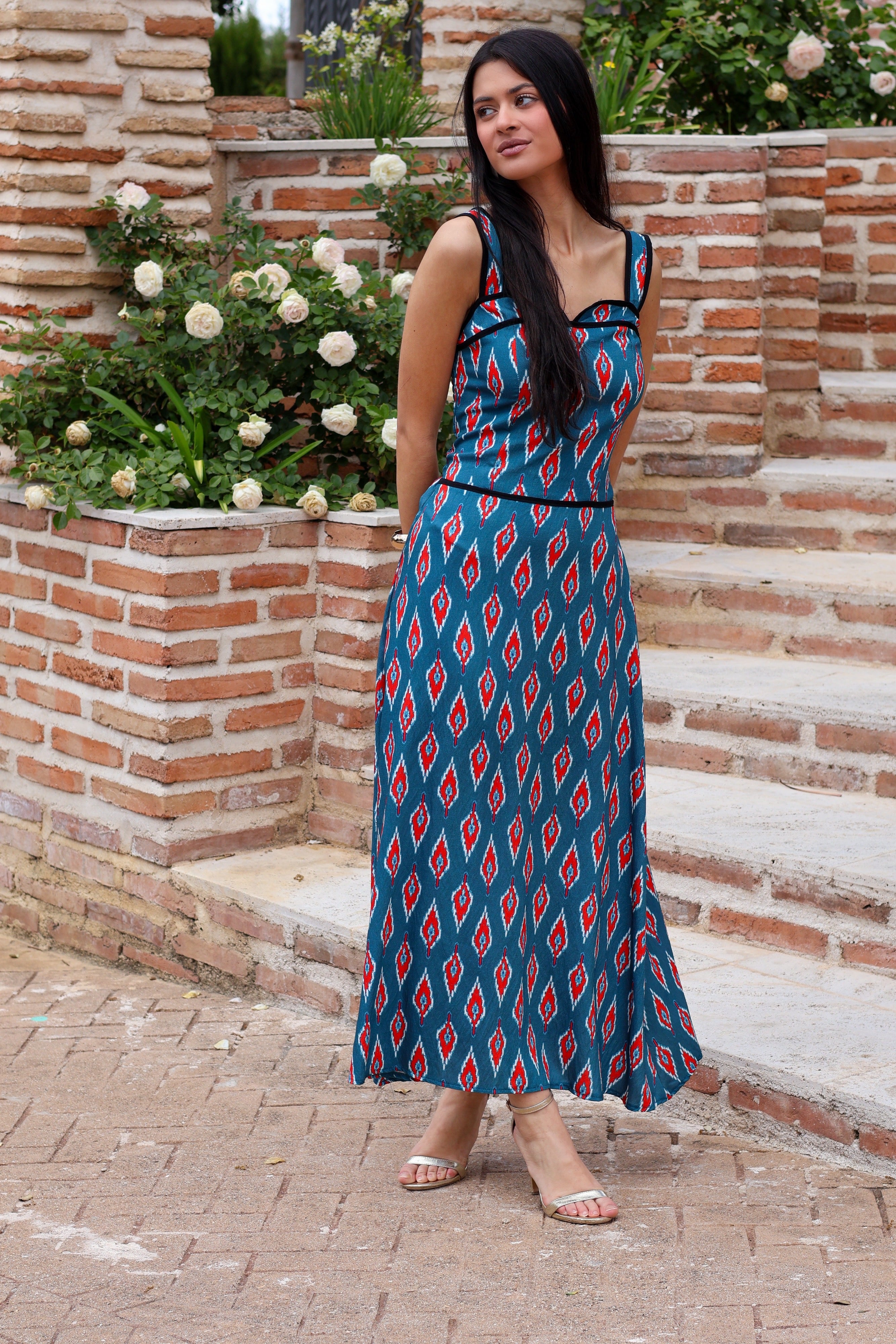 Vestido petróleo midi| Solara