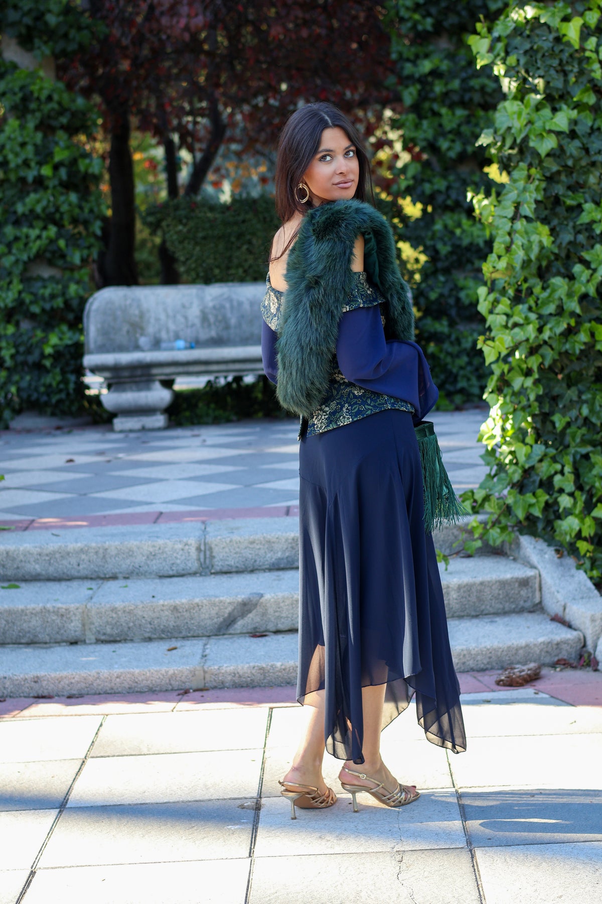 Falda midi marino| Lina