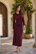 Vestido vino manga| Ellie