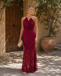 Vestido largo burdeos| Cataleya