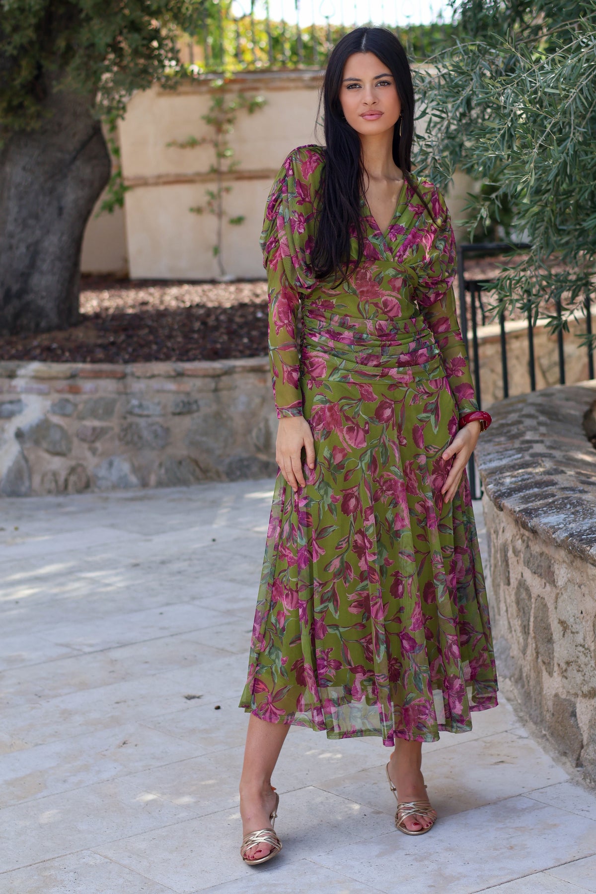 Vestido estampado verde| Zendaya